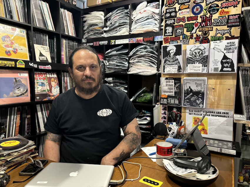 Aaron Borg of Bad Habit Records in his Nambour shop.