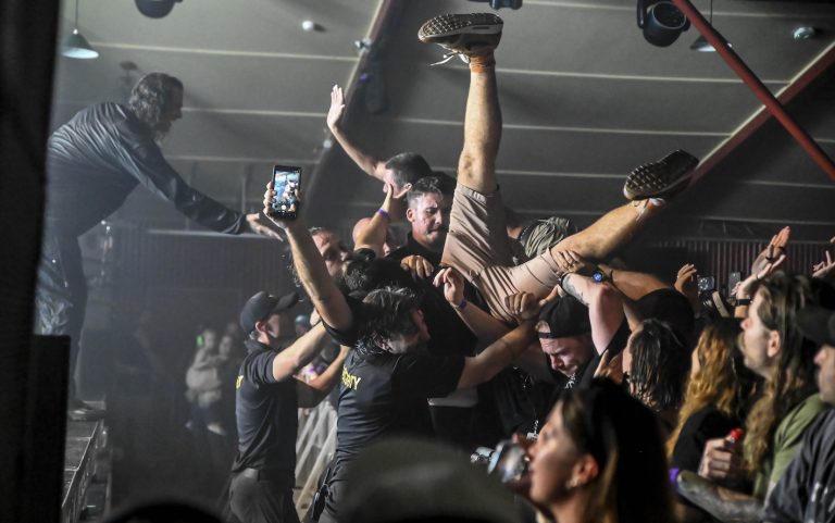 Crowd surfing at Banana Bender Pub on the Sunshine Coast