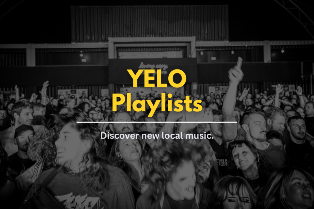 tile graphic with words "YELO playlists: discover local music"