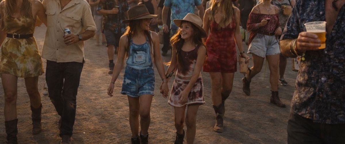 Festival-goers at a regional Queensland music festival