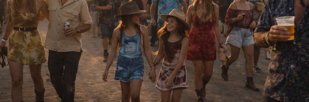 Photo of two girls at a Queensland music festival