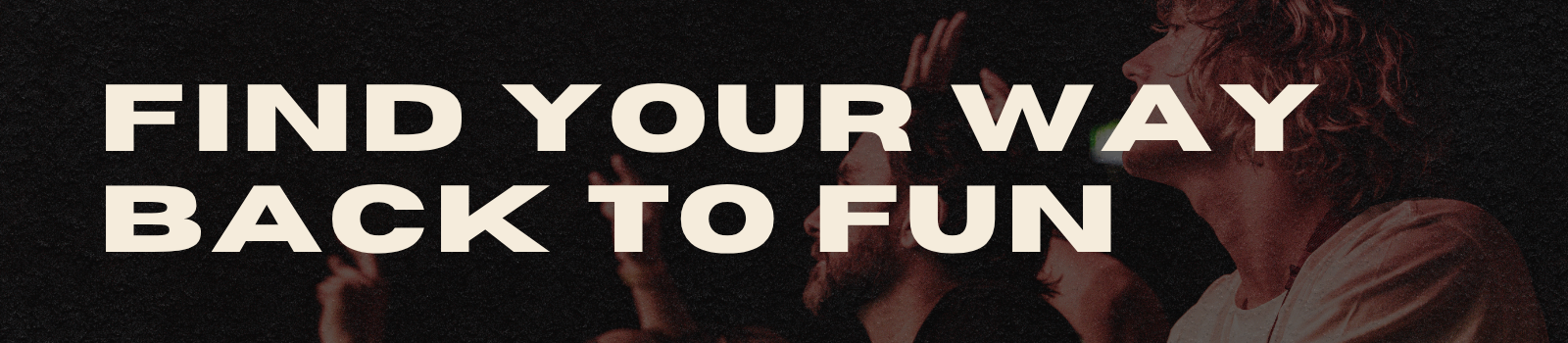 YELO homepage banner reading Find your way back to fun over a dark live music crowd image
