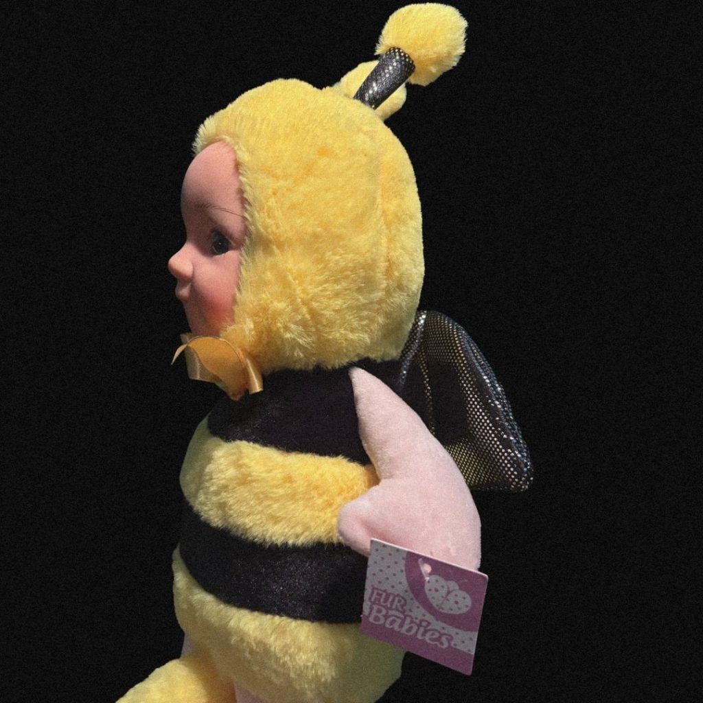 side on shot of the yellow bumble bee toy