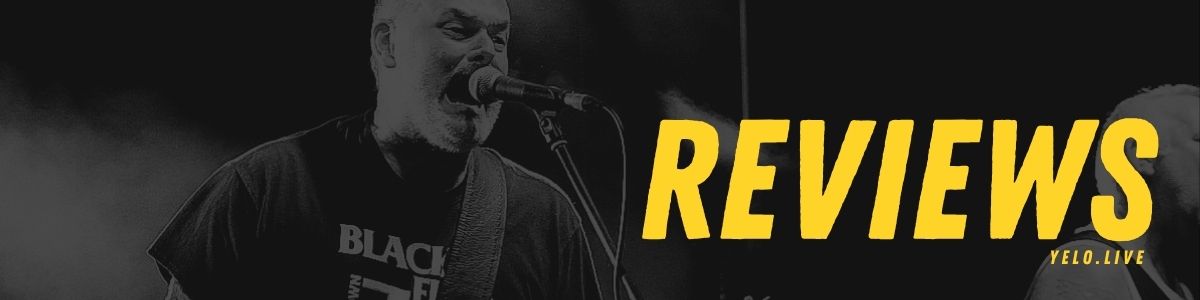 YELO Reviews banner, black and white image with yellow text.