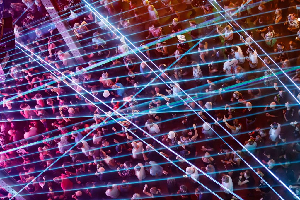 Crowd dancing at Ministry of Sound Testament 90s in Sydney