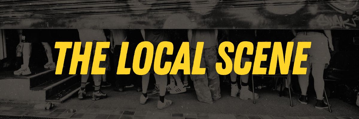 The Local Scene banner in black and white with yellow text.