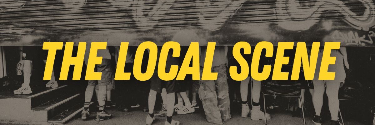 The Local Scene banner in black and white with yellow text.