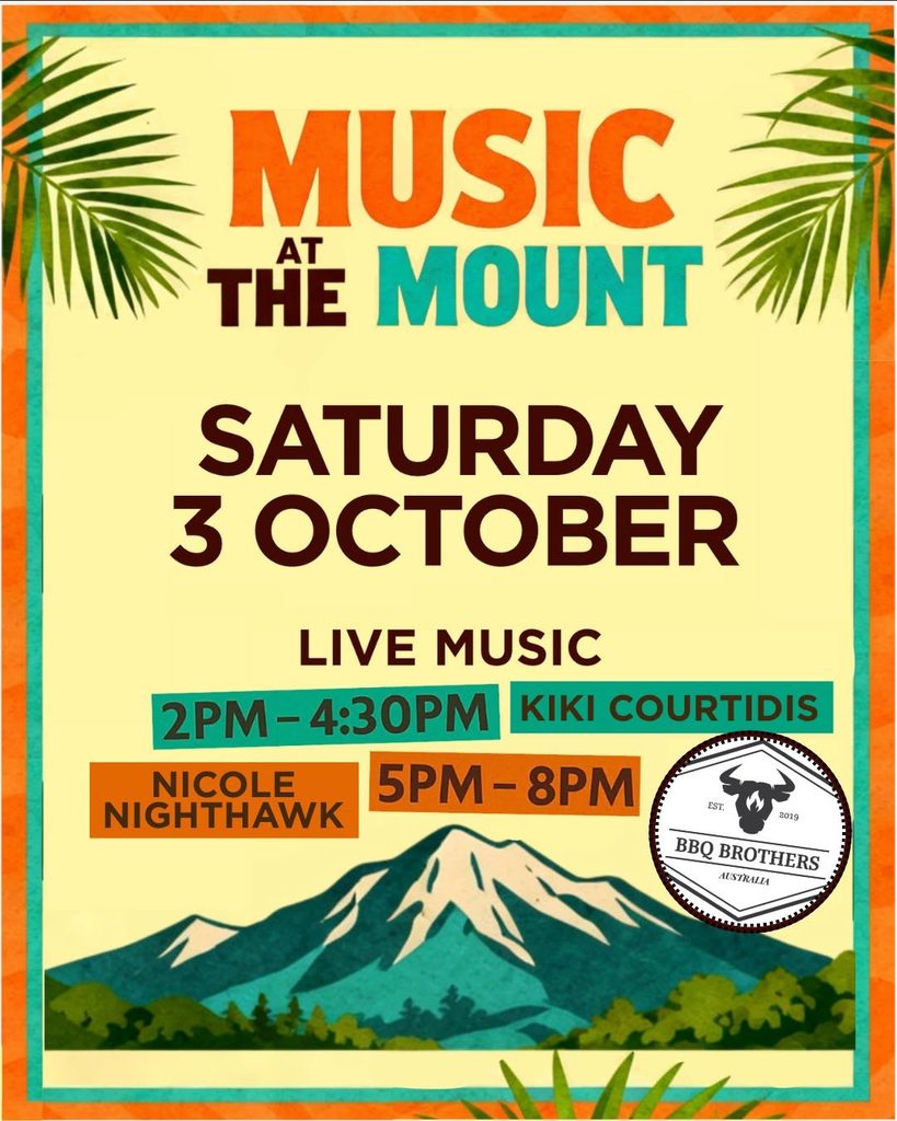 Music at the Mount poster for October 3 at Mt Uncle Distillery