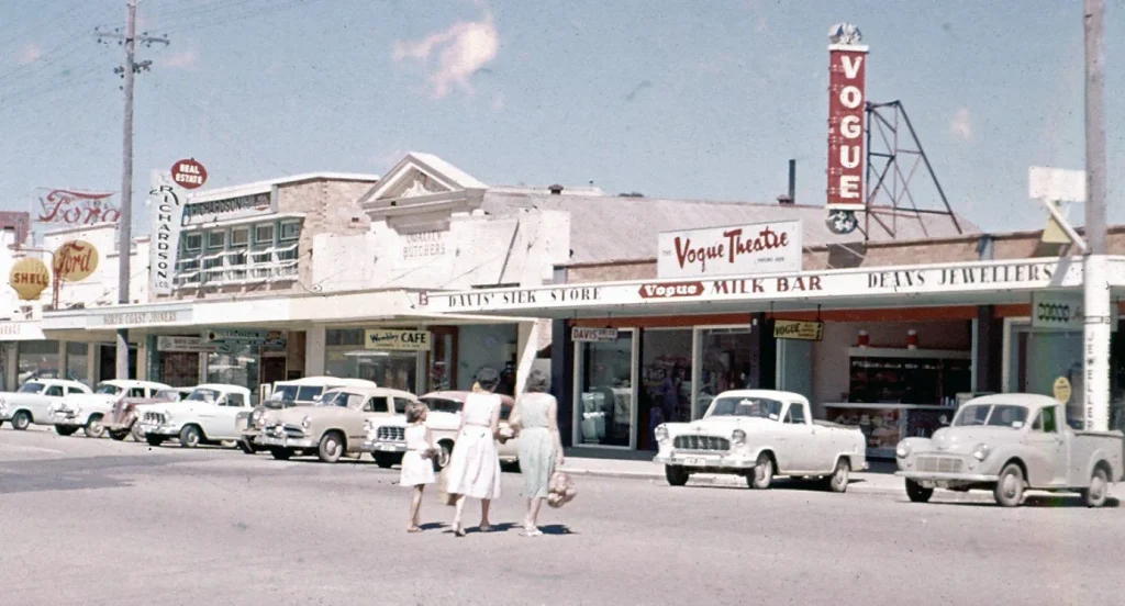 Historic street view of The Vogue Theatre in Nambour during its heyday