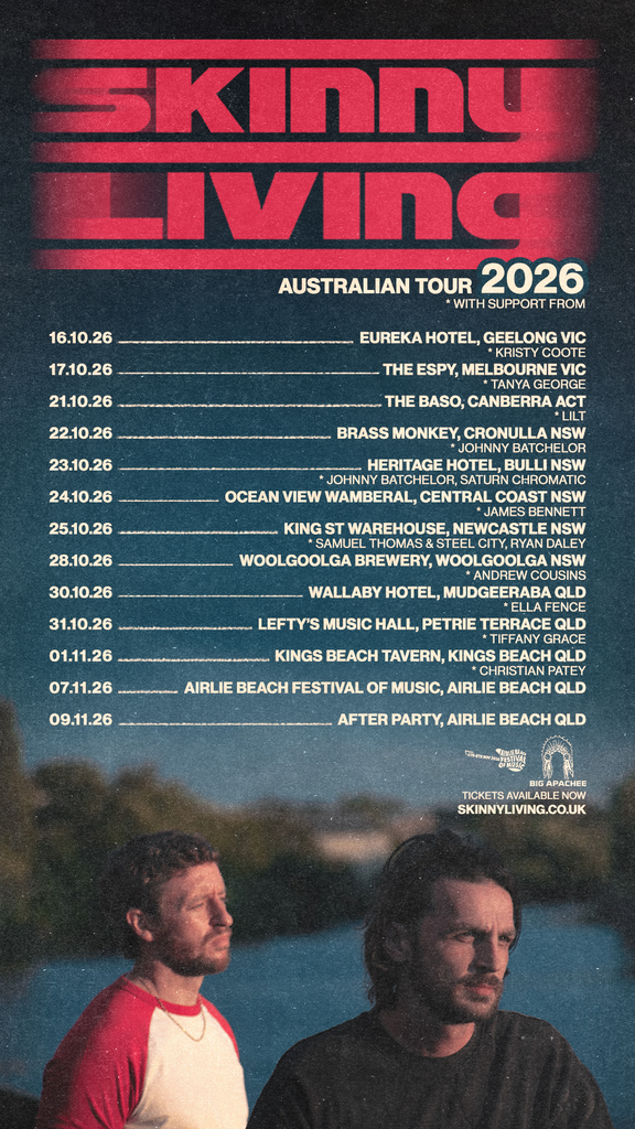 Skinny Living Australian tour poster with dates for their 2026 tour